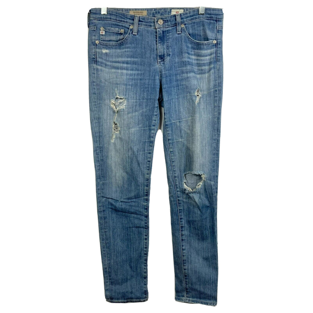 Adriano Goldschmeid AG Jeans Womens Sz 27‎ Stevie Ankle Slim Straight Distressed